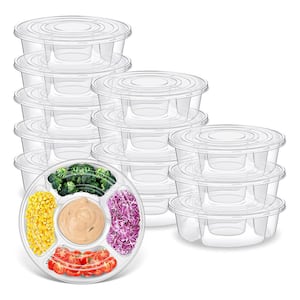Plastic Appetizer Serving Trays with Lids 5 Compartment Container (12-Pack)