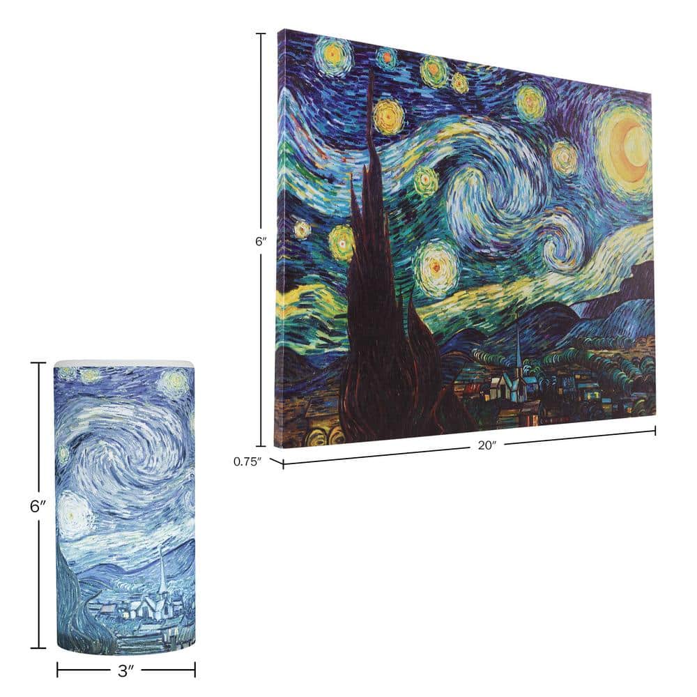 Van Gogh Starry Night Lighted Canvas and LED Candle Set