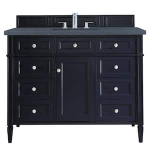 Brittany 48 in. W x 23.5 in.D x 34 in. H Single Vanity in Victory Blue with Quartz Top in Charcoal Soapstone