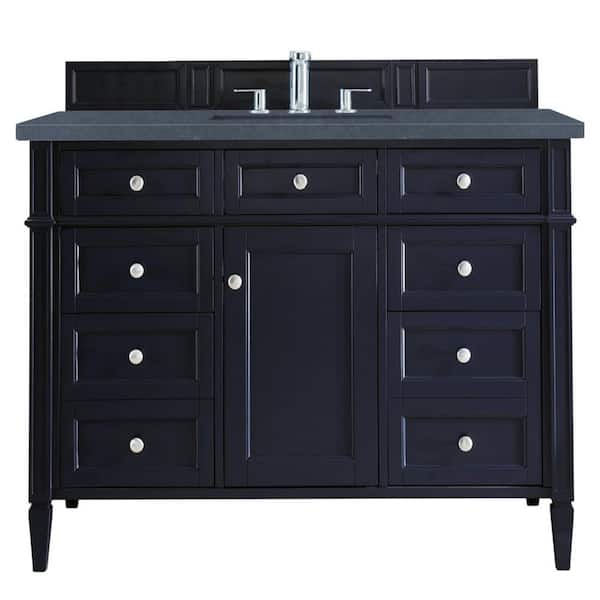 James Martin Vanities Brittany 48 in. W x 23.5 in.D x 34 in. H Single Vanity in Victory Blue with Quartz Top in Charcoal Soapstone