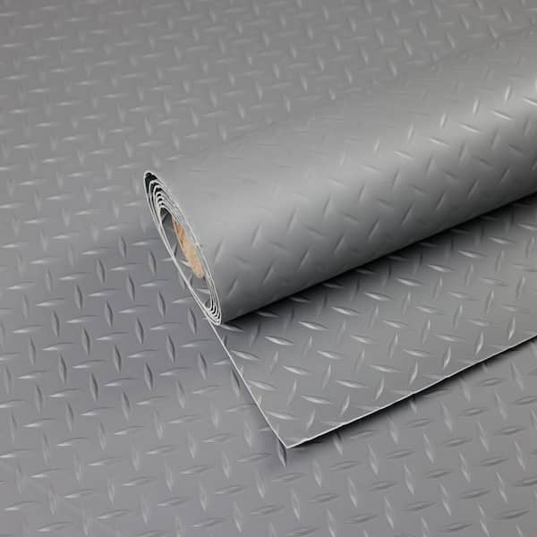 3.94 ft. x 9.84 ft. Garage Flooring Roll, Gray Vinyl Diamond Textured Slip Resistant Floor Mat