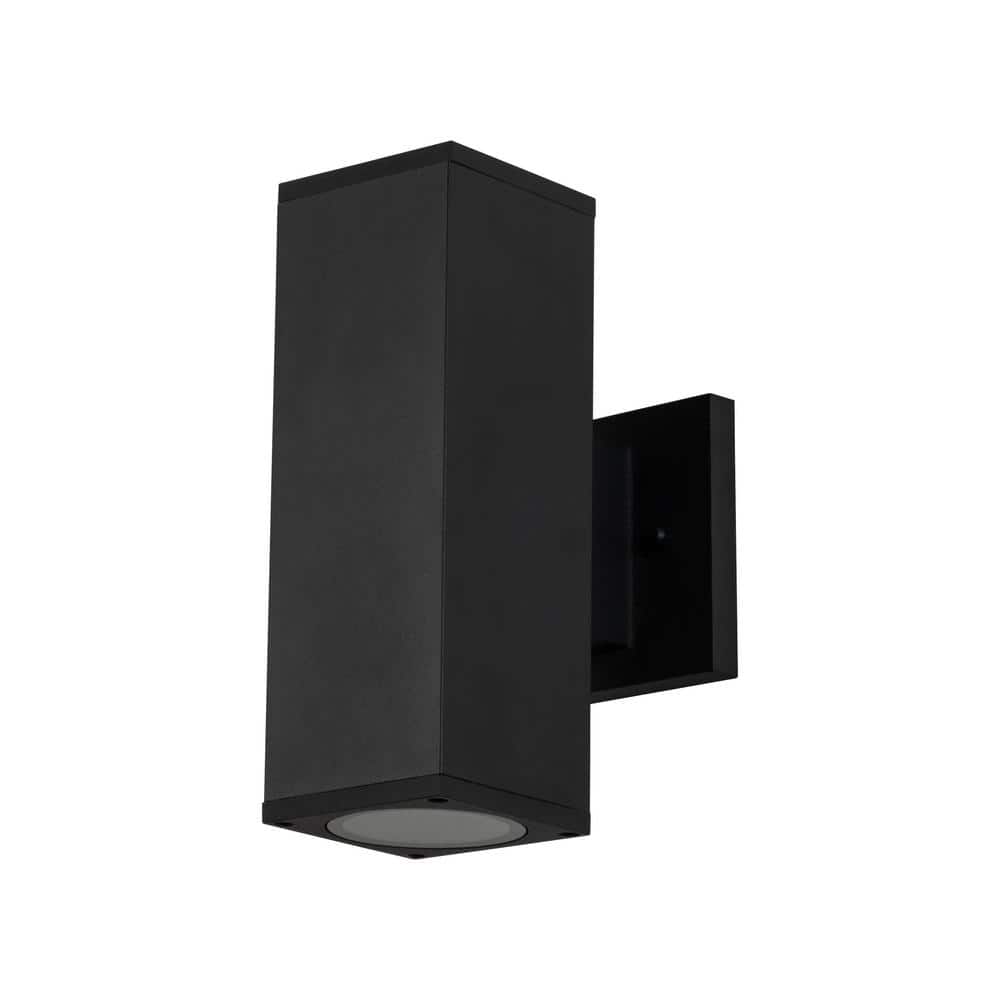 Matte Black Aluminum Outdoor Wall Sconce with Tempered Glass