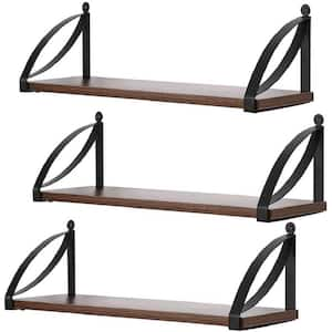 3-Piece Set Wall-Mounted Floating Shelves, Rustic Solid Wood Wall-Mounted Storage Racks