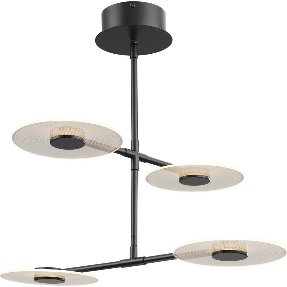 Matte Black Modern LED Hanging Chandelier with Four Lights
