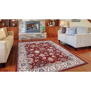 Gramercy Red 8 ft. x 10 ft. Floral Area Rug