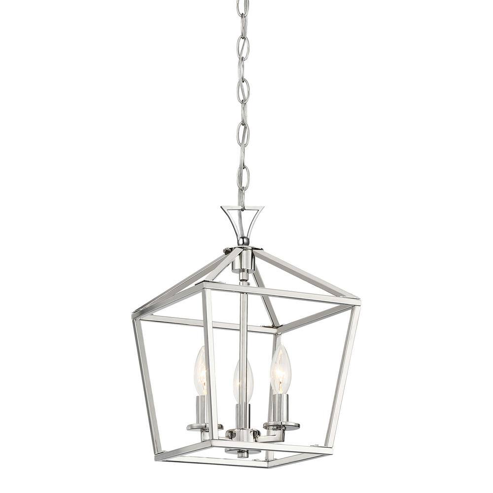 Polished Nickel 3-Light Farmhouse Pendant Chandelier