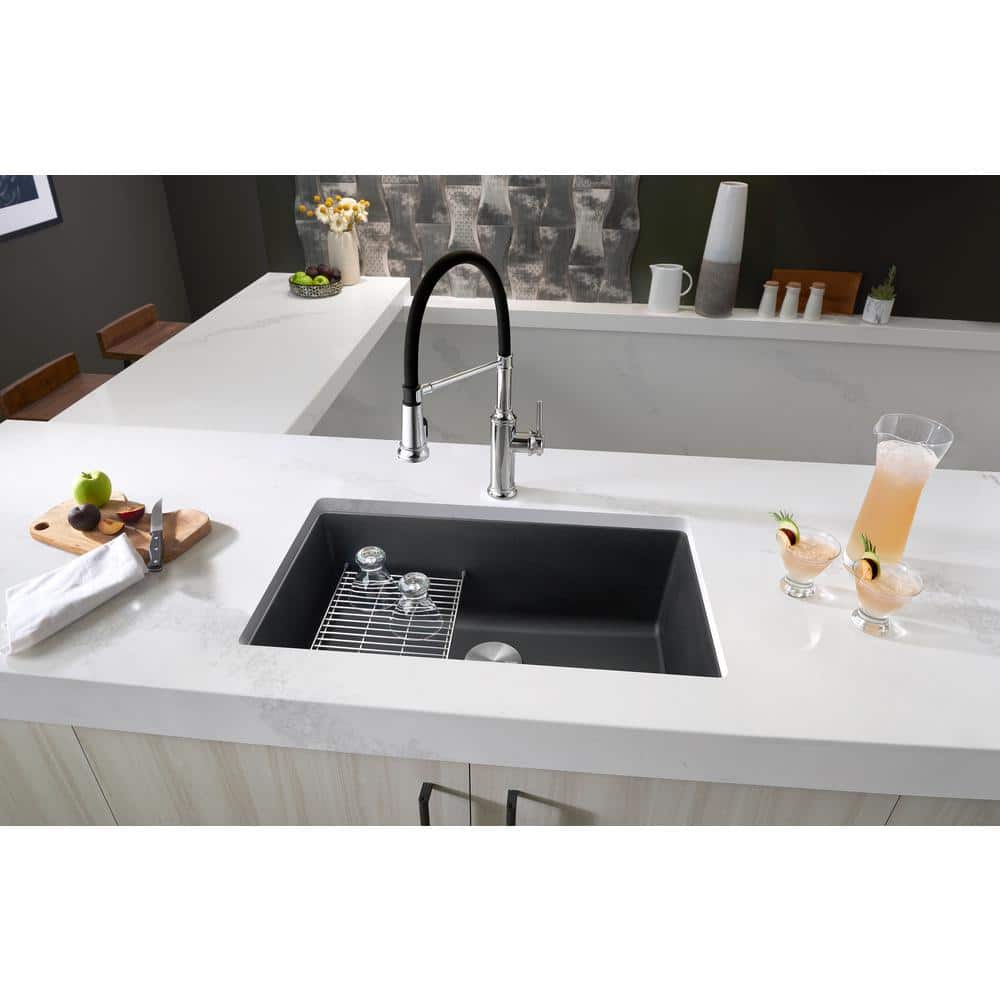 Anthracite 27" Single Bowl Stone Undermount Kitchen Sink