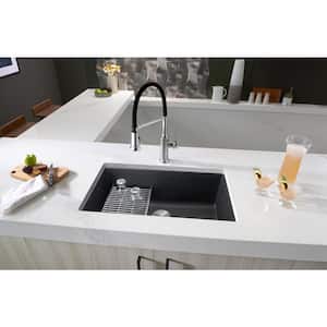 PRECIS Undermount Granite Composite 27 in. Single Bowl Kitchen Sink in Anthracite