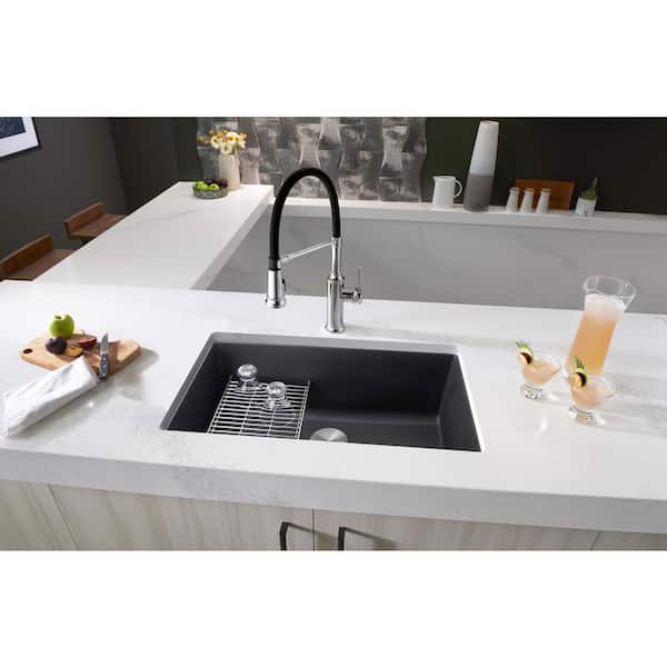 PRECIS Undermount Granite Composite 27 in. Single Bowl Kitchen Sink in Anthracite