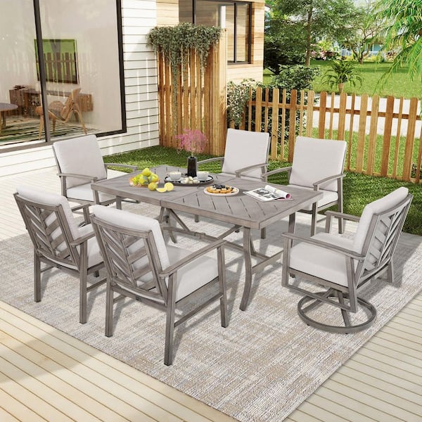 Ellis 7-Piece Aluminum Outdoor Dining Set with Sunbrella Cushion