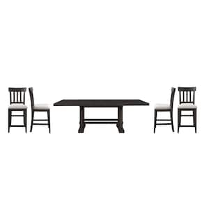 Napa Espresso Brown Wood 72 in. Counter Height Dining Set 5-Pieces with 4-Cushioned Side Chairs and 2 18 in. Leaves