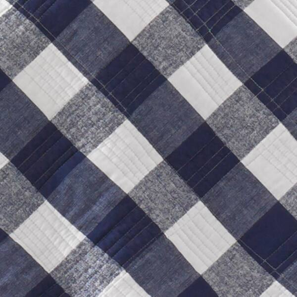 EDDIE BAUER Lakehouse Plaid 3-Piece Navy Blue Cotton Full/Queen