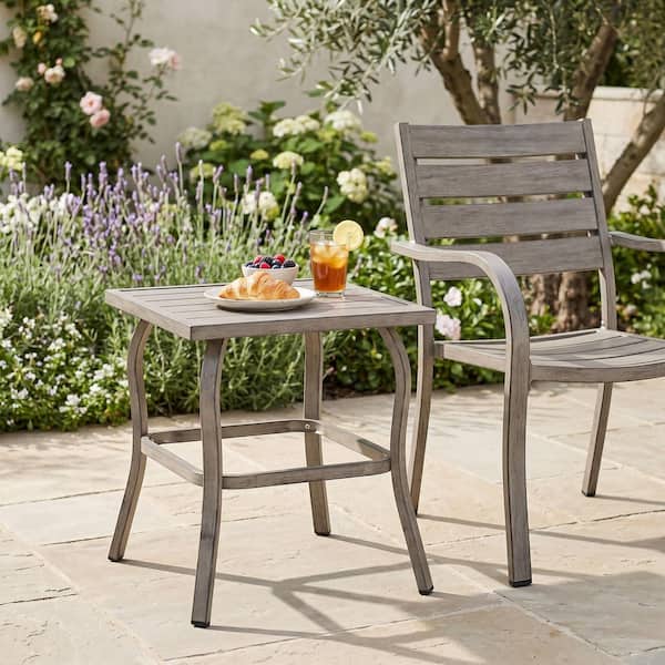 Teak 18 in. Square Wood Outdoor Side Table, Small Folding Picnic