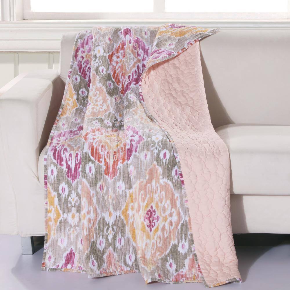 Ibiza Multicolor Cotton Reversible Quilted Throw Blanket