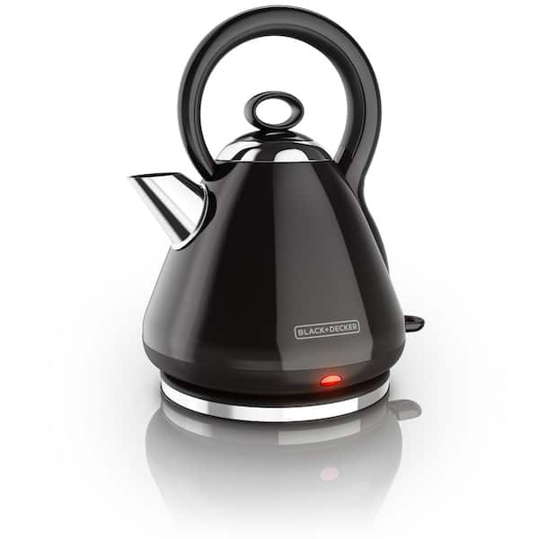 BLACK+DECKER 7-Cup Black Stainless Steel Cordless Electric Kettle with Automatic Shut-off