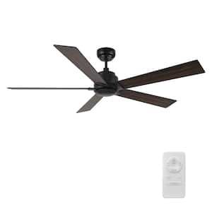 Welland 60 in. Indoor 10-Speed DC Motor Ceiling Fan with Downrod and Remote Control in Black