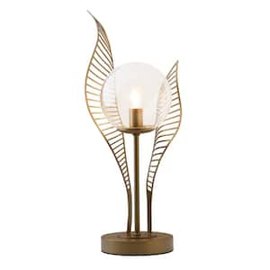 Nigella 17 in. Gold-Tone Metal Table Lamp with Clear Glass Globe Shade