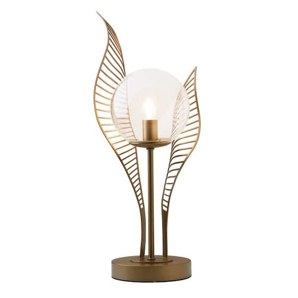 River of Goods Nigella 17 in. Gold-Tone Metal Table Lamp with Clear Glass Globe Shade