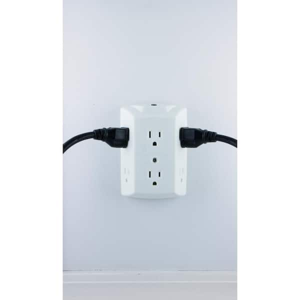 GE Switch & Outlet 5 Pack Light Switch Outlet, Two-in-One Receptacle, 1  on/off Toggle Power, 1 Grounded AC Wall Plug, White, 44038