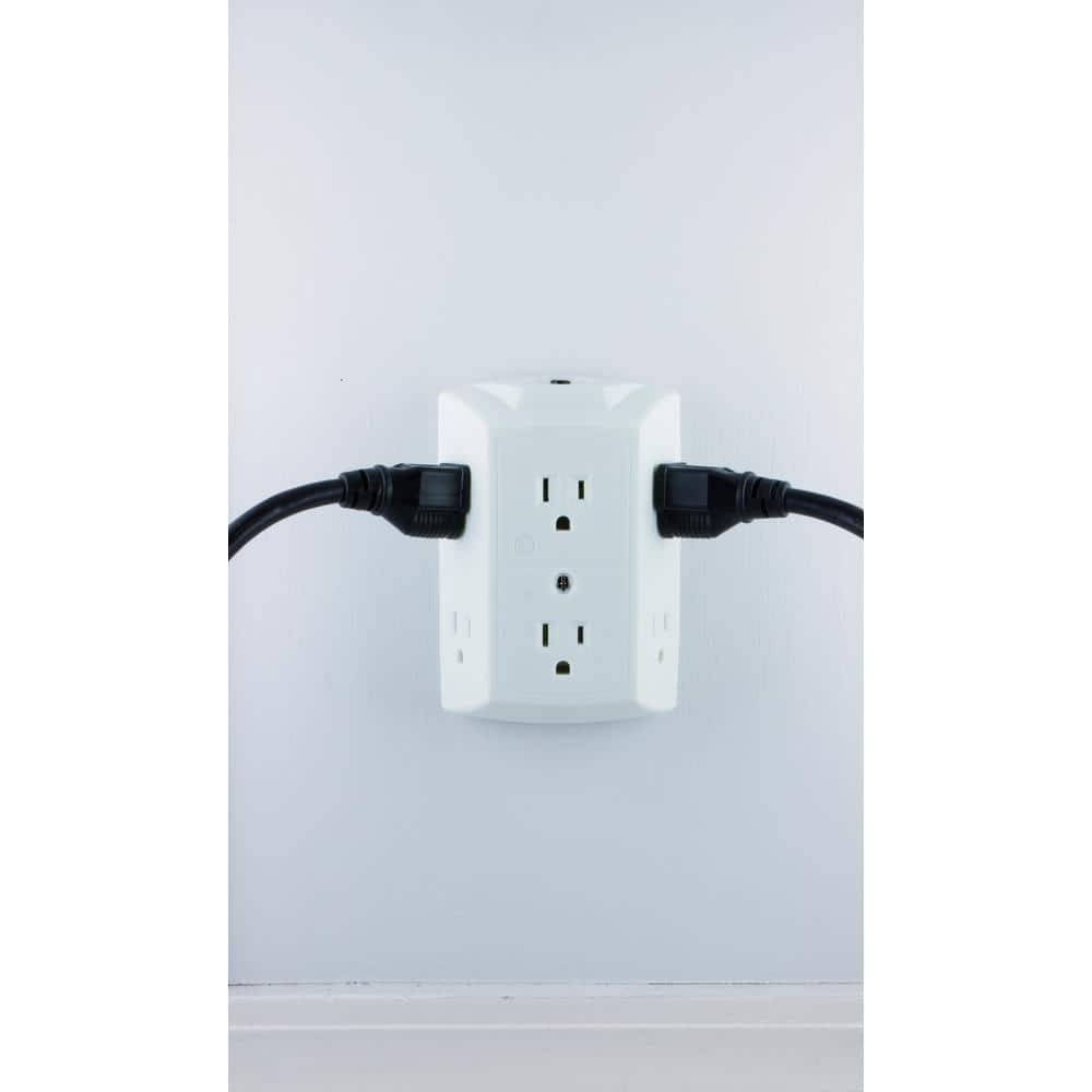 GE White 6-Outlet Wall Mounted Tap with Reset Button