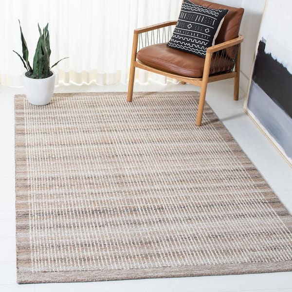 Metro Ivory/Light Brown 6 ft. x 6 ft. Gradient Striped Square Area Rug