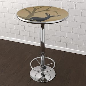 Hunt Deer 3-Piece Round Acrylic Top Chrome Bar Table Set (Seats-2)