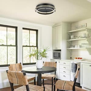 17.7 in. 30-Watt Modern Black Integrated LED Flush Mount Ceiling Light for Living Room Bedroom Entry