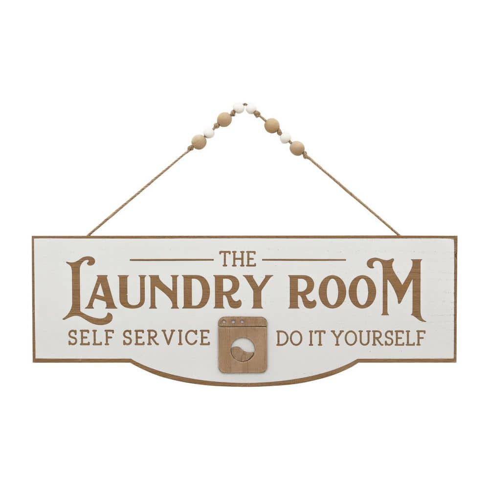 Soffee Design Laundry Room Sign - Metal Art Laundry Accessories - Bathroom Guide Plaque Signs, Home Laundry Wall Decor - Laundry Guide White