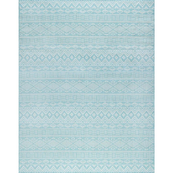Eco Moroccan Aqua 5 ft. x 8 ft. Indoor/Outdoor Area Rug
