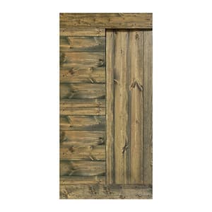 L Series 42 in. x 84 in. Aged Barrel Finished Solid Wood Barn Door Slab - Hardware Kit Not Included