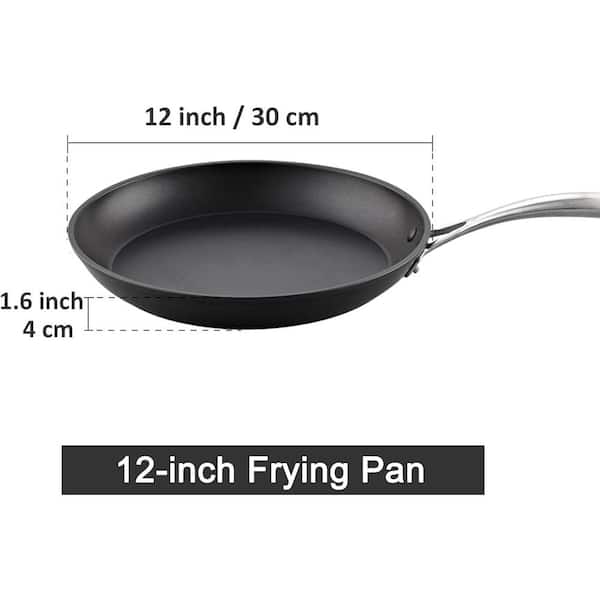 Cook N Home Professional Hard Anodized Nonstick Saute Fry Omelet Pan 3 Piece Set, 8 inch/9.5 inch/12 inch, Black