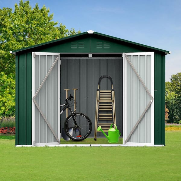 8.5 ft. W x 6.2 ft. D Green Metal Outdoor Storage Sheds with Latch Door for Garden (52.7 sq. ft.)