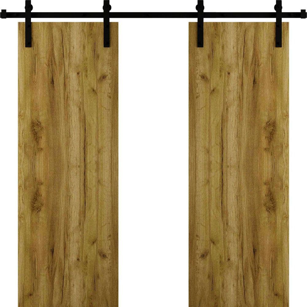 3011 72 in. x 80 in. Sold Core Antique Oak Color Wood Sliding Barn Door with Hardware Kit price history on PriceWatchPro