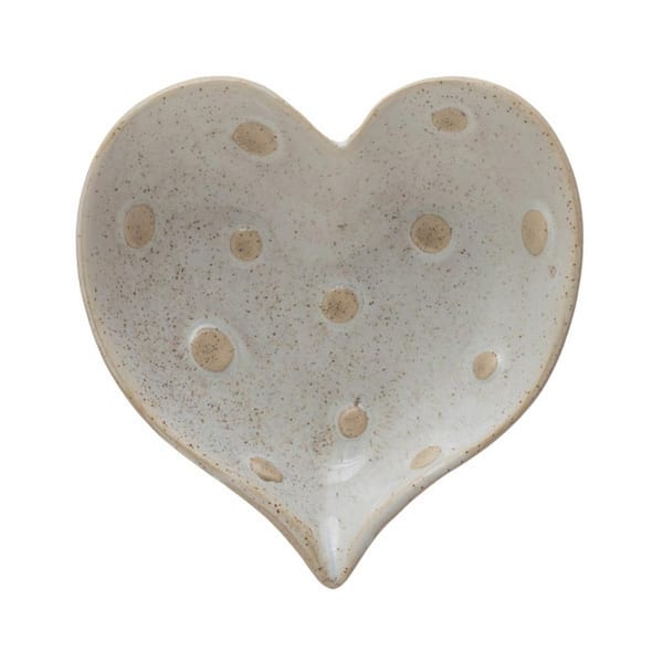 Storied Home Cream Stoneware Heart Shaped Dish (Set of 12)