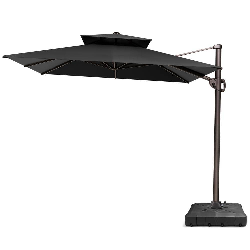Black 9' x 12' Double Top Cantilever Patio Umbrella