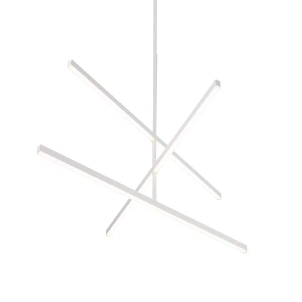 Vega 56-Watt 45 in. 3-Light Integrated LED White Chandelier