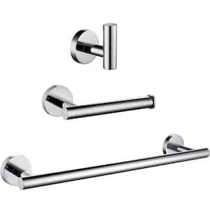 Stainless Steel 3 -Piece Bath Hardware Set with Hand Towel Holder Toilet Paper Holder Towel/Robe Hook in Poilshed Chrome