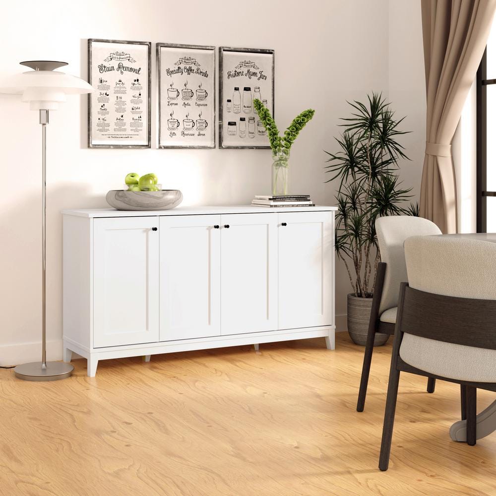 White Pine 4-Door Freestanding Accent Cabinet with Adjustable Shelves