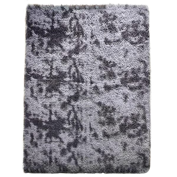 GHOUSE Contemporary Shag Black Grey 7 ft. x 10 ft. Solid Area Rug