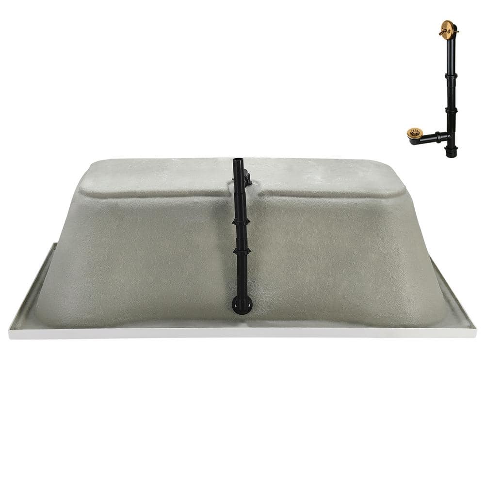72'' Glossy White Acrylic Soaking Drop-In Bathtub with Brushed Gold Hardware