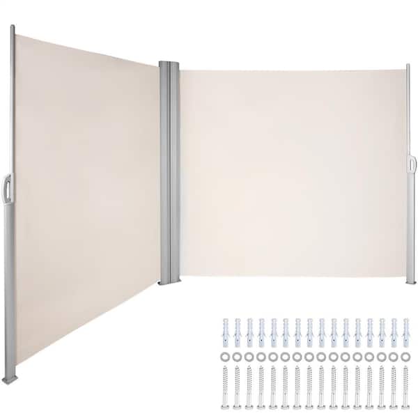 SVOPES Retractable Side Awning 63 in. x 236 in. Aluminum Privacy Screen, 280 g Polyester Waterproof UV 30+ for Patio, Beige