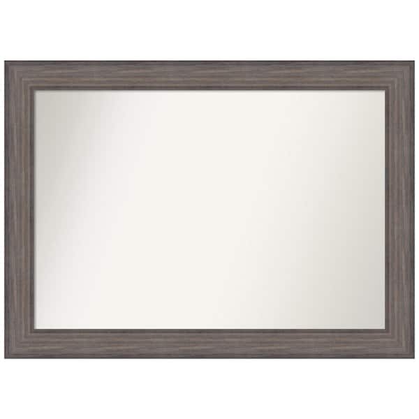 Amanti Art Medium Rectangle Distressed Brown Modern Mirror (29.25 in. H x 40.25 in. W)