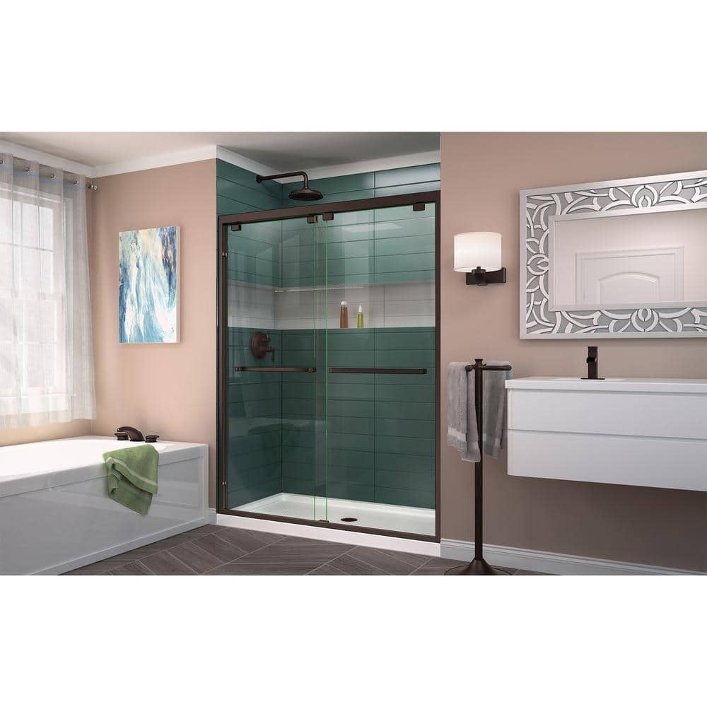 Encore 60" Frameless Clear Glass Sliding Shower Door in Black