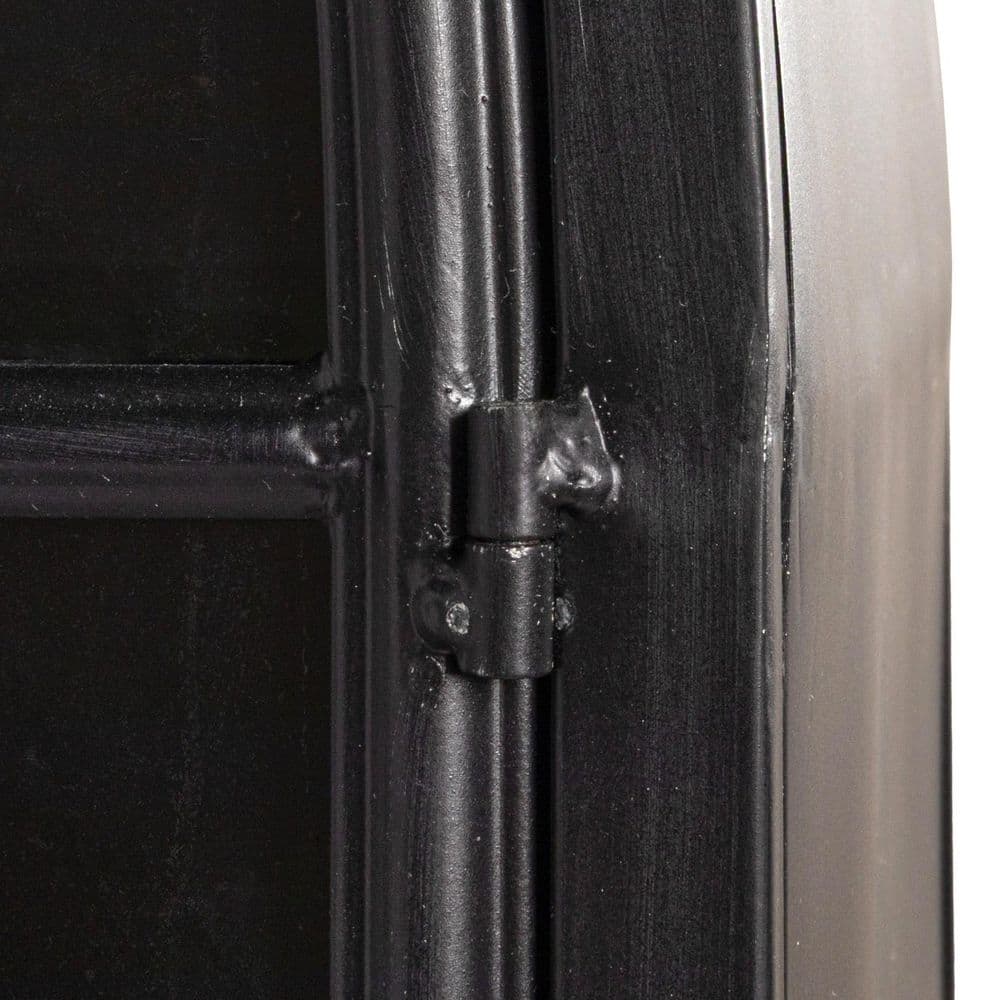 Arched Black Iron and Glass Office Storage Cabinet