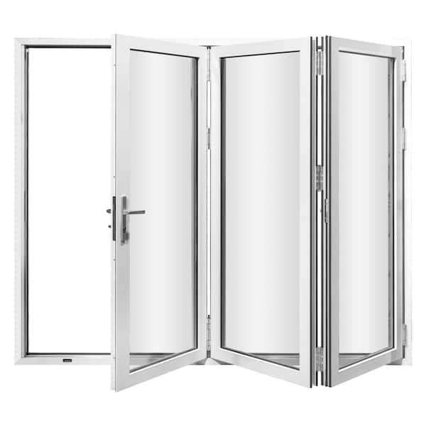 Forever Doors 96 in. x 80 in. White Finish Right Out-Swing Thermal Break Aluminum Folding Door