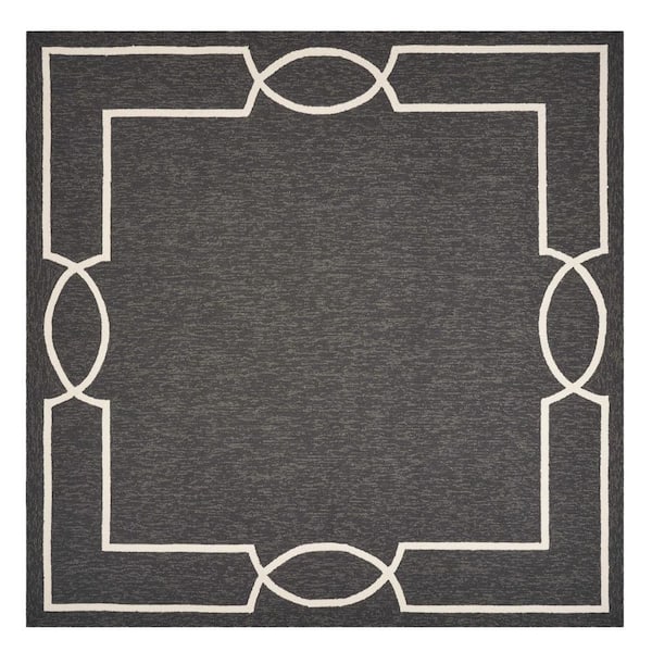 Black, White 7 ft. x 10 ft. Loomed Polypropylene Rectangle Indoor/Outdoor Area Rug