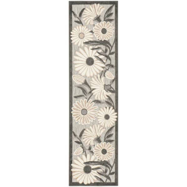 Aloha Beige 2 ft. x 6 ft. Botanical Contemporary Runner Indoor Area Rug