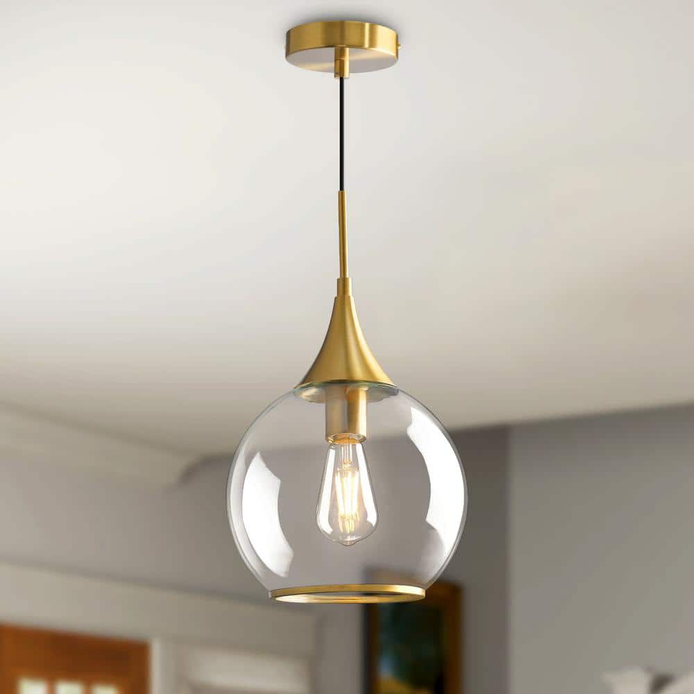60-Watt 1 Light Modern Gold Pendant Light With Glass Shade Hanging Light Fixture For Kitchen Island, No Bulbs Included price history on PriceWatchPro