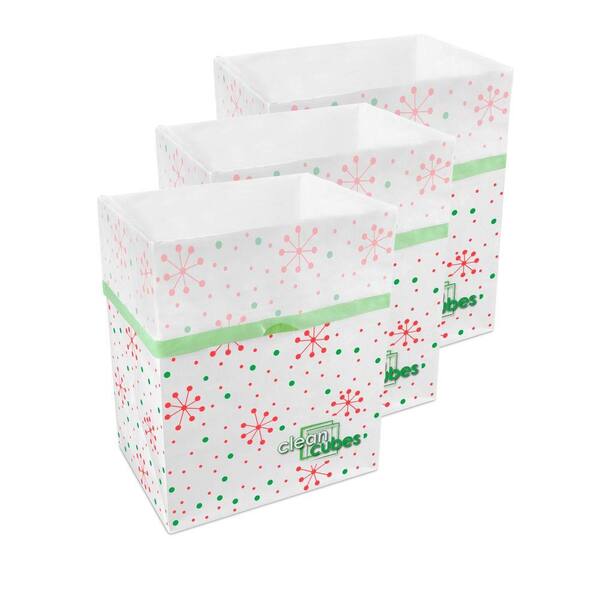 Clean Cubes 10 gal. Snowflake Pattern Trash Can and Recycling Bin (3-Pack)