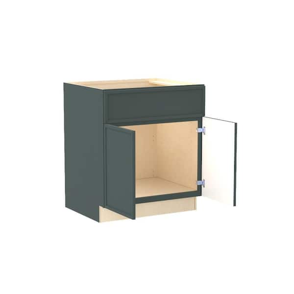 Home Decorators Collection Franklin 30 in. W x 24 in. D x 34.5 in. H Assembled Plywood Sink Base Kitchen Cabinet in Verdant Green with Soft Close